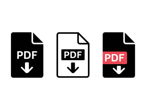 PDF file download icon set with document symbols and file format indicators for web use
