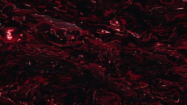 Abstract dark red liquid waves with glossy reflections creating mysterious fluid texture for modern artistic design background