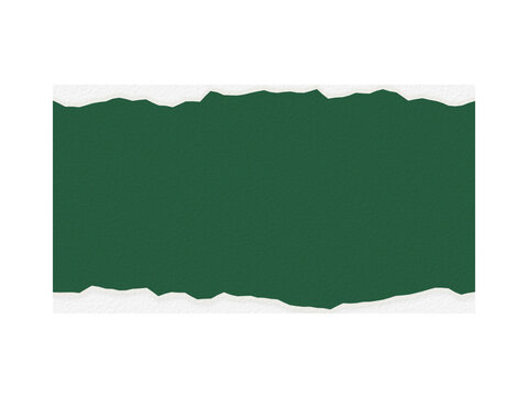Dark green paper banner with torn edges isolated on a white background