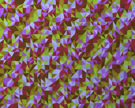 Abstract low poly pattern with purple green and brown triangles for modern artistic background.