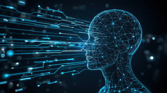 Digital twin intelligent system neural network blue technology visualizing machine intelligence