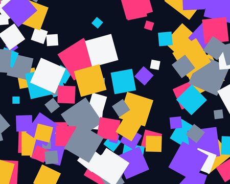 Scattered colorful squares and rectangles creating abstract playful background for design.