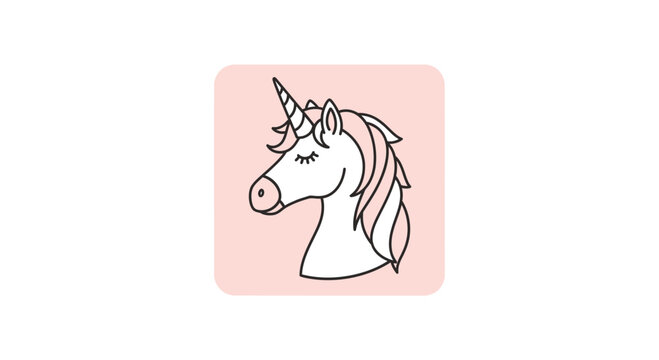 cute unicorn head with pink background