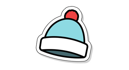Fototapeta premium Cute light blue winter hat with red pompom, Isolated on white background