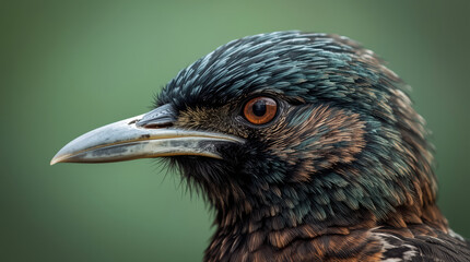 Naklejka premium Exotic bird portrait with striking feather detail and alert expression