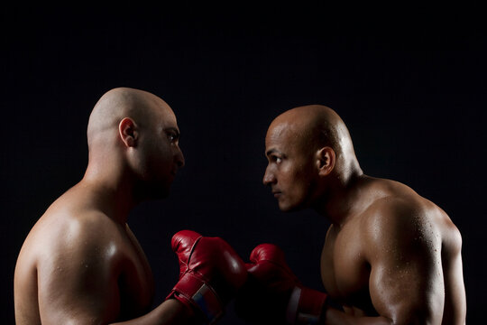 Two boxers sparring 