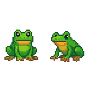 frog-pixel-art,-eps-10-illustration