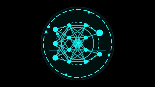 Futuristic Digital Geometric Network Abstract in Cyan and Teal Tones on a Dark Background - A Conceptual Representation of Data Flow and Connectivity