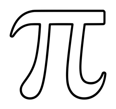 Hand-traced pi symbol vector icon outline illustration, elegant mathematical constant design rendered in simple black line style perfect for educational and scientific graphics