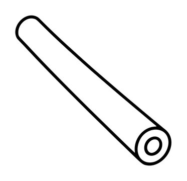 Hand-drawn black outline vector icon of a cylindrical foam pool noodle swimming tube accessory, isolated hand-traced minimalist line illustration on white background