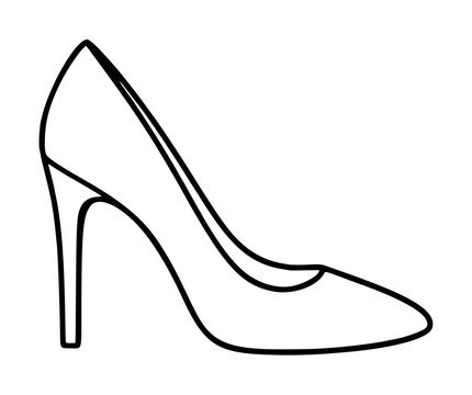Hand-traced elegant high heel stiletto pump vector icon, minimalist continuous line drawing of women's fashion footwear with sharp pointed toe and slender heel on transparent background