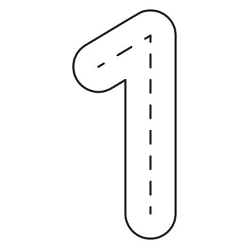Number Tracing 0&ndash;10 clip art Preschool Educational 1 hand drawn black and white outline