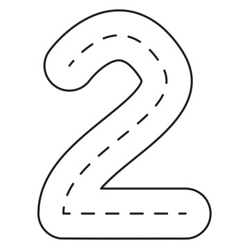 Number Tracing 0&ndash;10 clip art Preschool Educational 2 hand drawn black and white outline
