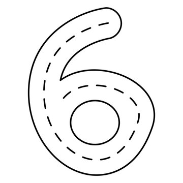 Number Tracing 0&ndash;10 clip art Preschool Educational 6 hand drawn black and white outline