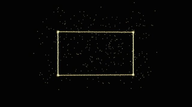 Elegant Golden Glowing Frame Overlay With Sparkling Particles