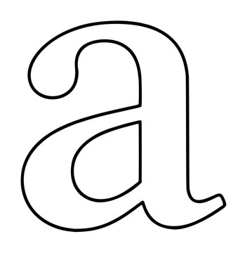 Minimal hand-drawn lowercase a outlined in black, a clean typography letterform vector icon with rounded curves on a white background