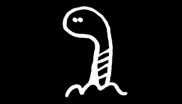 Worm Doodle &mdash; Hand Drawn White Line Worm on Black Background for Print and T-shirt Design