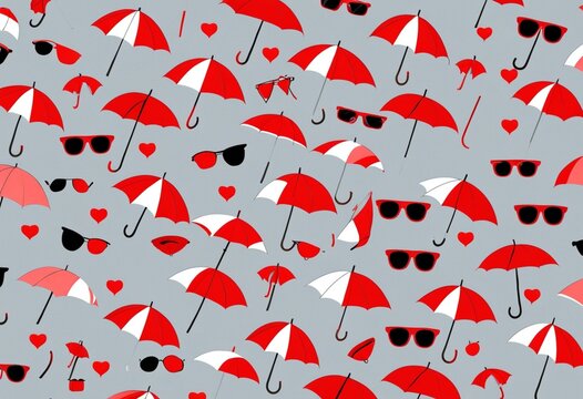 Seamless pattern of colorful sunglasses on light grey background, summer fashion design