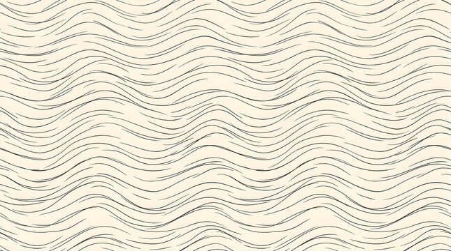 Abstract seamless pattern of flowing wavy lines on a beige background