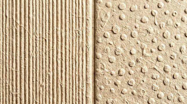 Cotton pulp texture background with embossed and corrugated patterns featuring fiber, paper
