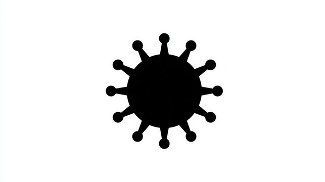 A black virus icon isolated on white background. Useful for medical health science or pandemic alert infographics.