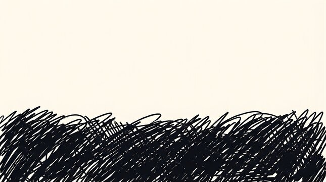 Hand drawn black scribble texture on a plain white background