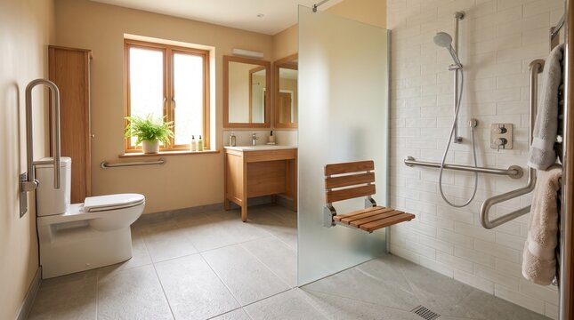 Accessible and comfortable senior-friendly bathroom interior design