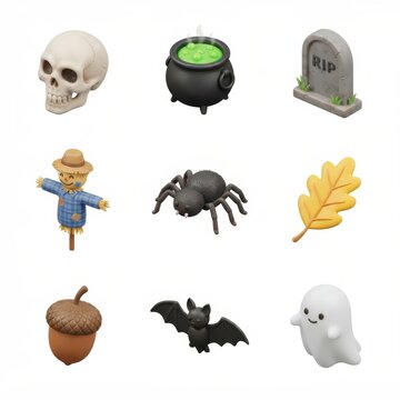 Halloween Autumn icons 3x3 grid graphic resource