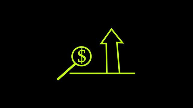 coin money dollar cash value rise with arrows pointing up represent financial profit economic growth outline