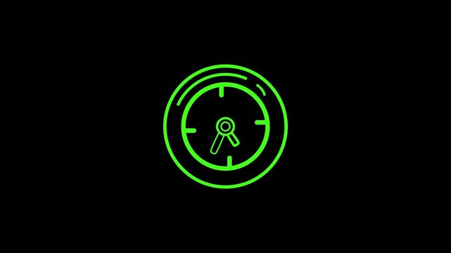Just In Time illustration green line icon design time watch Clock icon.