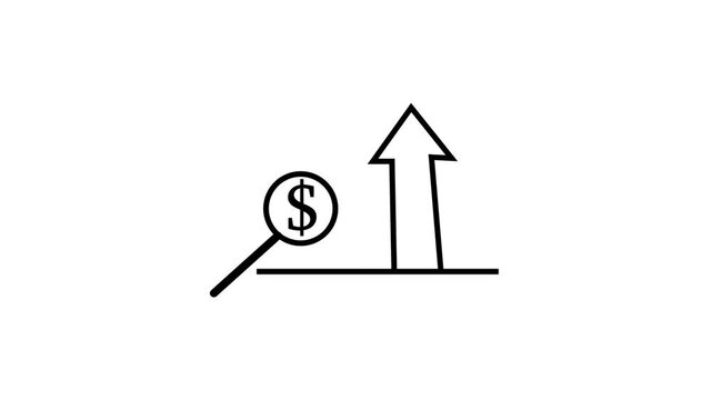coin money dollar cash value rise with arrows pointing up represent financial profit economic growth outline