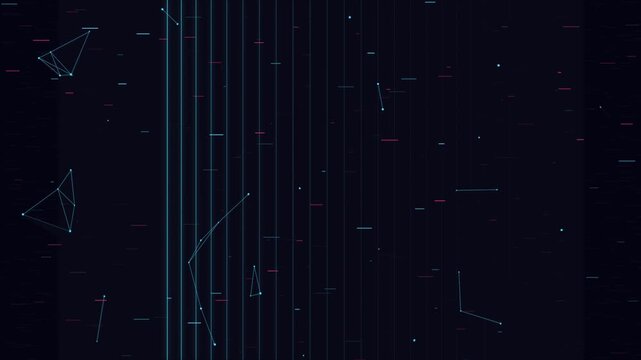 Abstract geometric constellation map with star connections and cosmic grid patterns in dark space