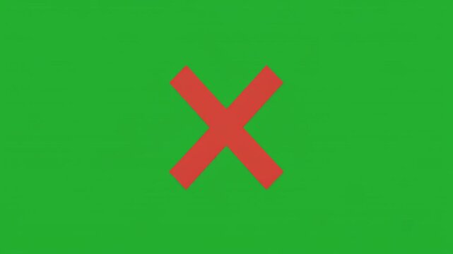 Green screen animation with red crosses appearing and disappearing in sequence