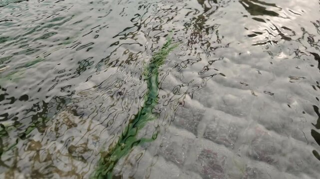 Clear flowing water surface texture near ganga river in rishikesh Uttarakhand India