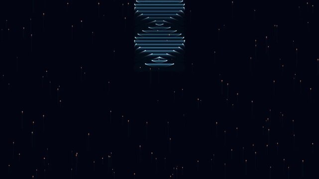 Abstract digital art featuring a futuristic cylindrical structure against a starry space backdrop