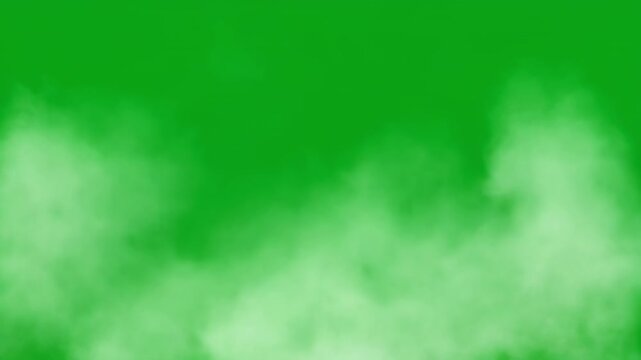 Green screen smoke clouds drifting across a black void during a dramatic atmospheric transition