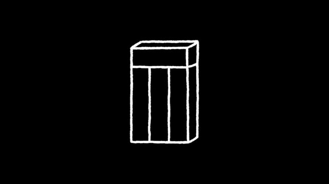 Hand Drawn White Eraser Doodle Animation Seamless Loop on Transparent Background with Alpha Channel