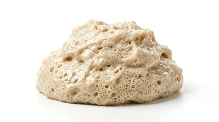 Obraz premium Active bubbly sourdough starter isolated on white background for artisan bread baking
