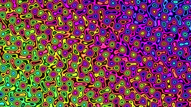 Abstract flowing liquid animation featuring vibrant neon colors and psychedelic patterns for digital background use cases.