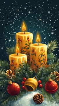 Christmas candles illuminating festive holiday season celebration