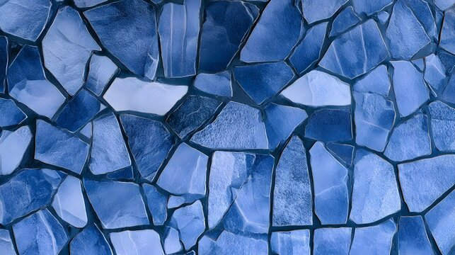 Serene blue mosaic tile pattern evokes calming textures and a minimalist modern design aesthetic