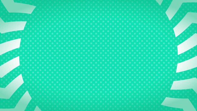 緑の背景に矢印の円が回転する抽象モーション背景アニメーション
