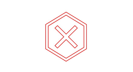 Naklejka premium red hexagon icon with x mark