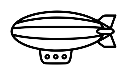 Hand-traced vector illustration of a classic airship blimp with striped envelope, tail fins, and a passenger gondola, isolated on a white background, perfect for transport graphics © Bilal