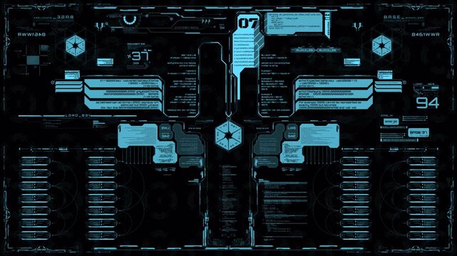Futuristic Digital HUD Interface with Sci-Fi Data Display.