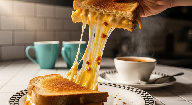 Grilled Cheese Sandwich with Coffee Cup