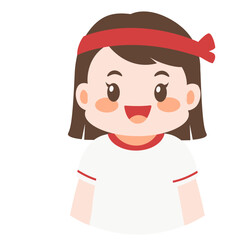 Fototapeta premium Happy elementary school girl smiling, 2D vector character for personalized name labels.