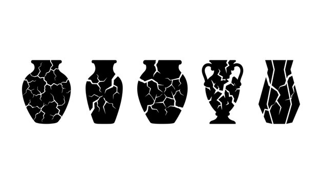 Broken ceramic vases and pots