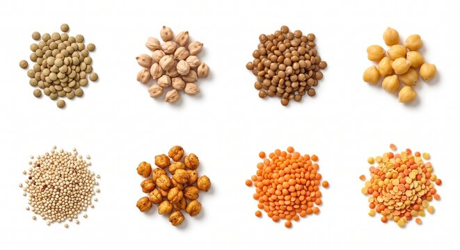 Lentil and Chickpea Ingredient Collection Displayed in a Clean Minimalist Food Composition