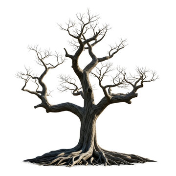 Leafless old tree with green sprouts